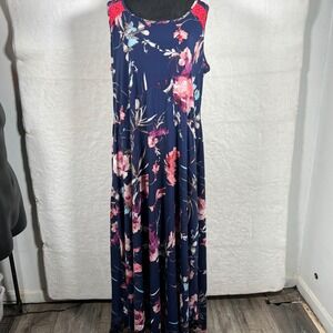 World Unity Floral Maxi Dress Sleeveless‎ Casual Summer Cruise XL